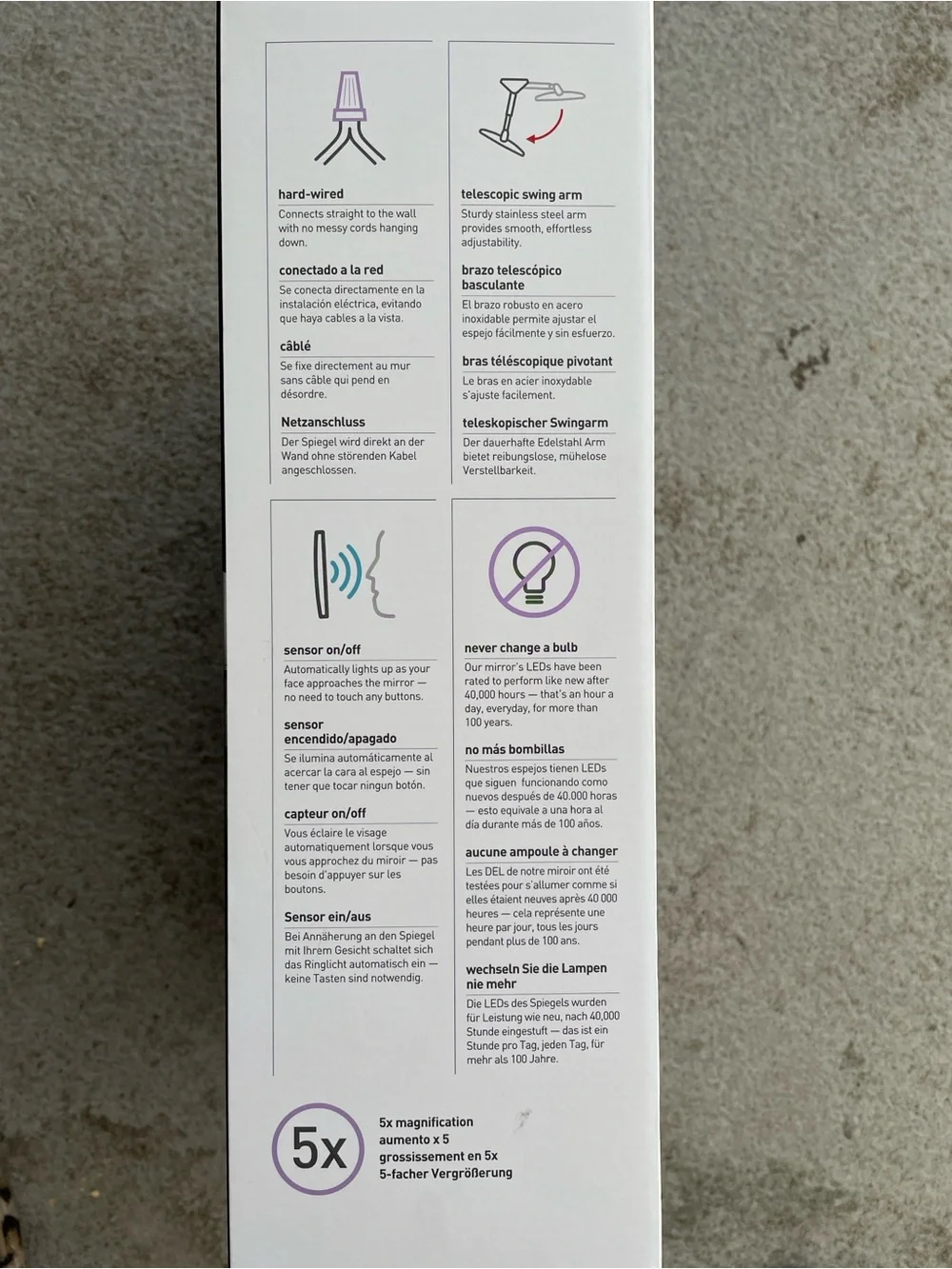 simplehuman Brass Wall-Mount Sensor Mirror